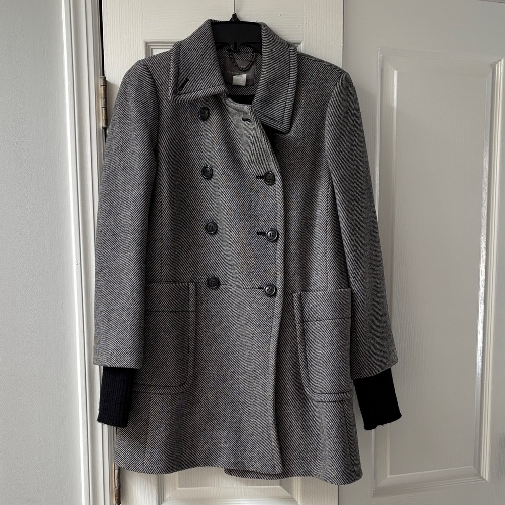 J.Crew stadium cloth Gray Double-Breasted Women's Coat